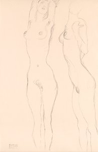Two Nudes, the Left One with Raised Arms